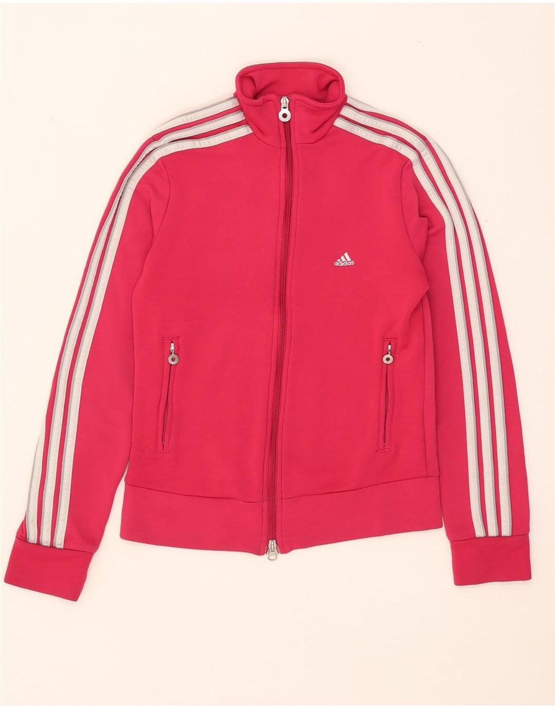 Adidas Mujer Chándal Top Chaqueta UK 12 Medio Rosa Poliéster