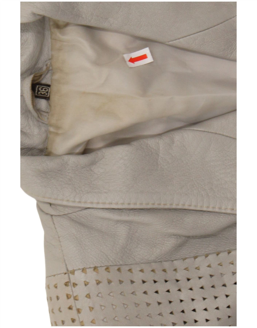 GABRIELLA BENELLI Chaqueta extragrande para mujer EU 36 Small Grey Leather