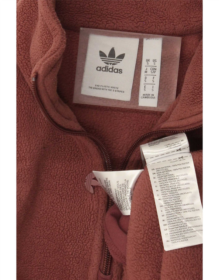 Adidas Hombre Gráfico Zip Cuello Polar Jersey Pequeño Marrón Poliéster