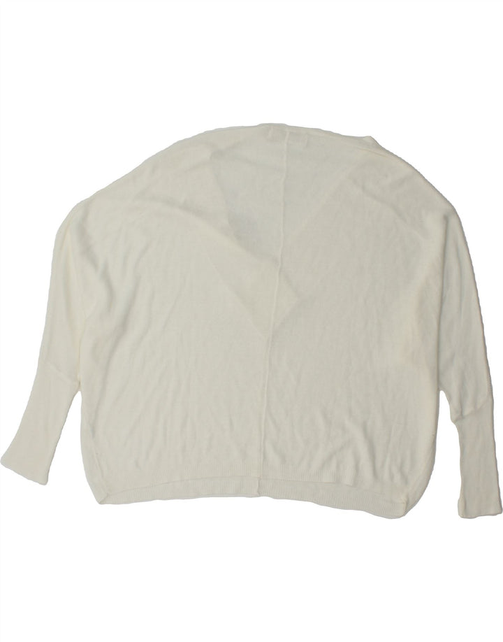ZARA Womens Oversized 3/4 Sleeve V-Neck Jumper Sweater UK 14 Medium White Vintage Zara and Second-Hand Zara from Messina Hembry 