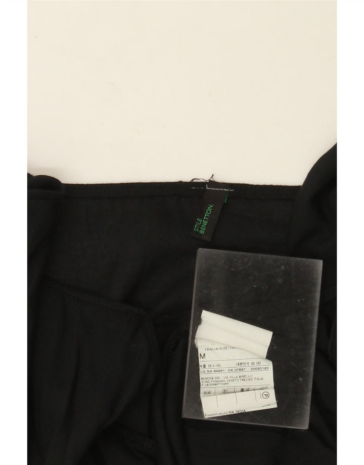 BENETTON Blusa de manga larga para mujer UK 44 Medium Black Viscosa
