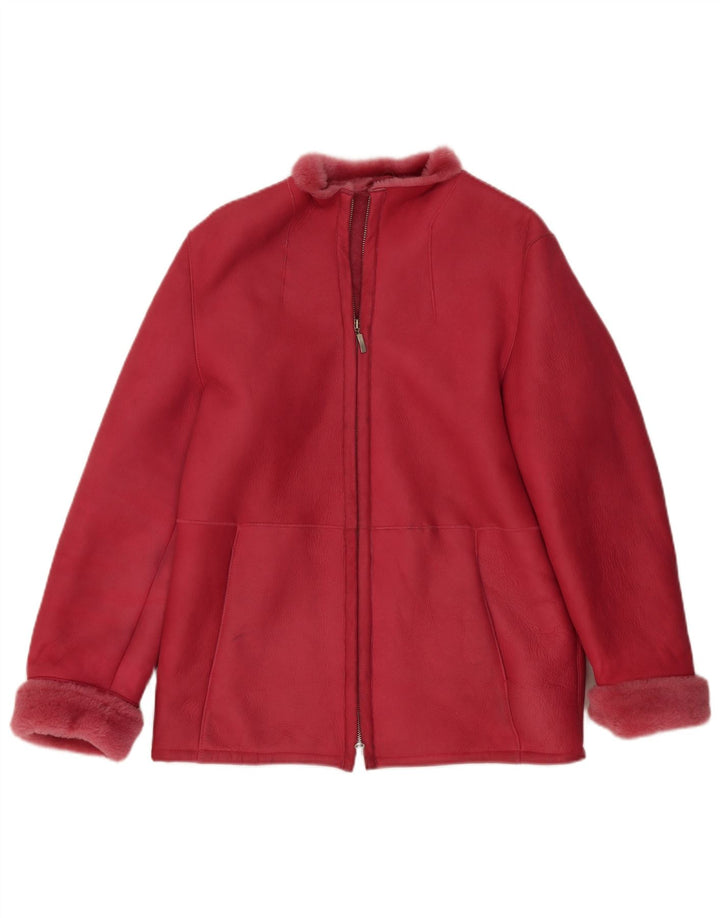 Jake's Chaqueta de piel de oveja holgada para mujer EU 36 Small Pink Leather