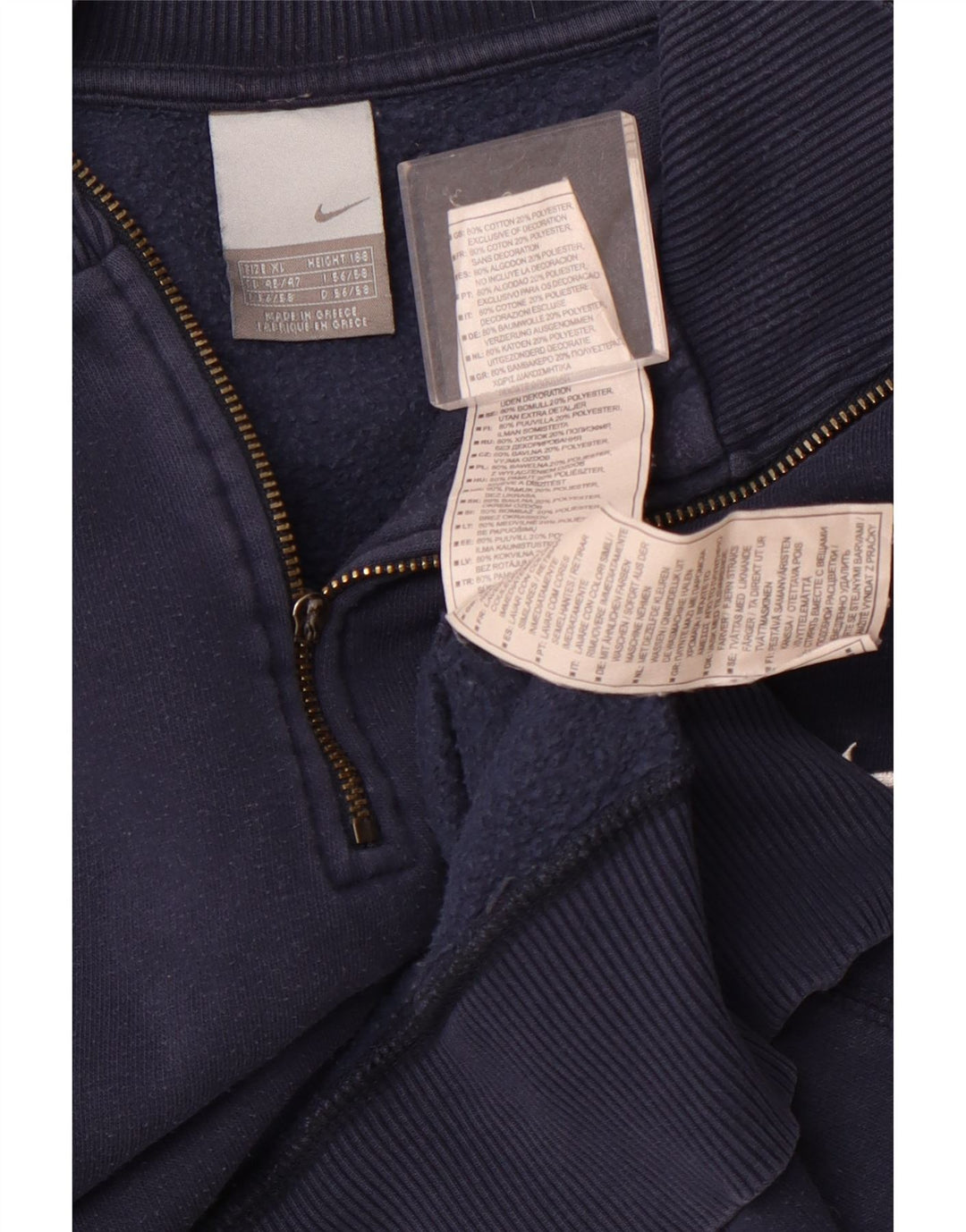 NIKE Sudadera con cremallera y cuello para hombre, talla 45/47, XL, algodón azul marino