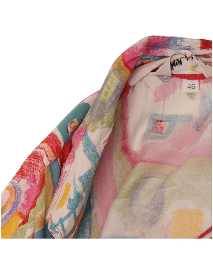 Camisa vintage de manga corta para mujer IT 46 Patchwork multicolor grande
