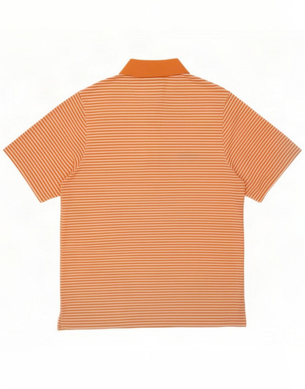 Greg Norman Mens Polo Shirt XS Orange Pinstripe Polyester