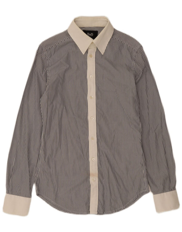 Dolce & Gabbana Camisa Slim Fit IT 46 Algodón A Rayas Azul Pequeño
