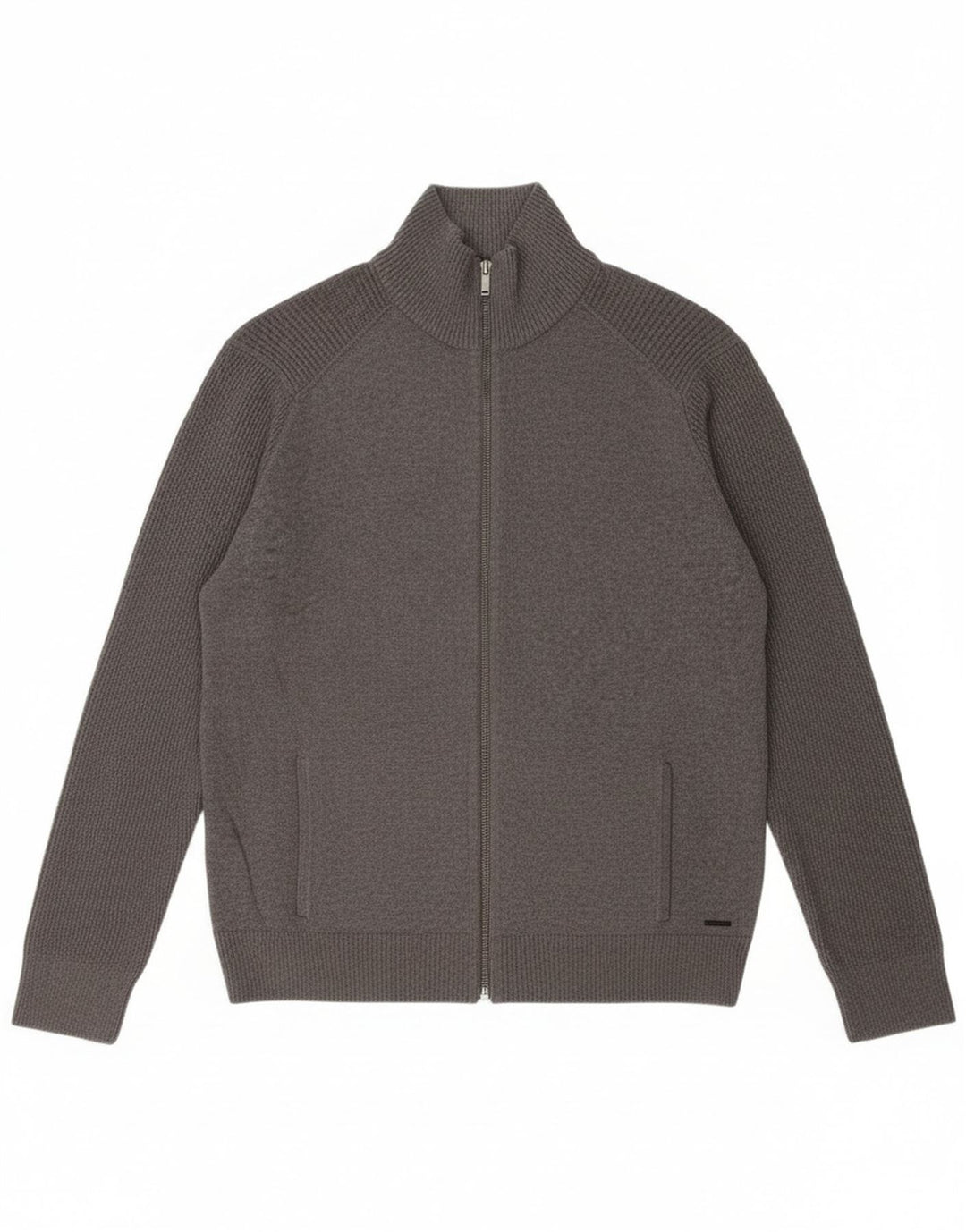 Calvin Klein Jeans Cárdigan para hombre suéter grande gris algodón