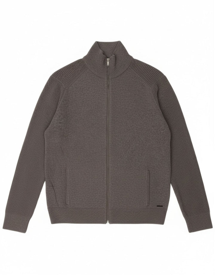 Calvin Klein Jeans Cárdigan para hombre suéter grande gris algodón