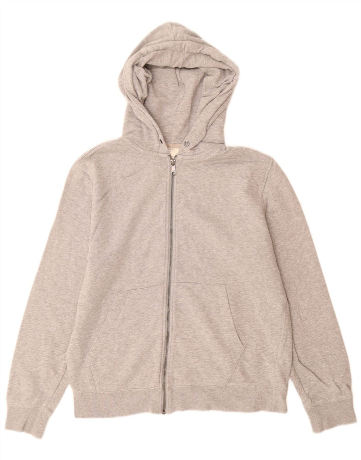Marks & Spencer Sudadera con capucha y cremallera para hombre de algodón moteado en gris medio