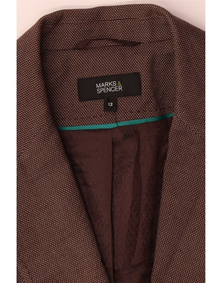 Marks & Spencer Chaqueta tipo blazer con 1 botón para mujer, Reino Unido 42, color marrón medio con lunares