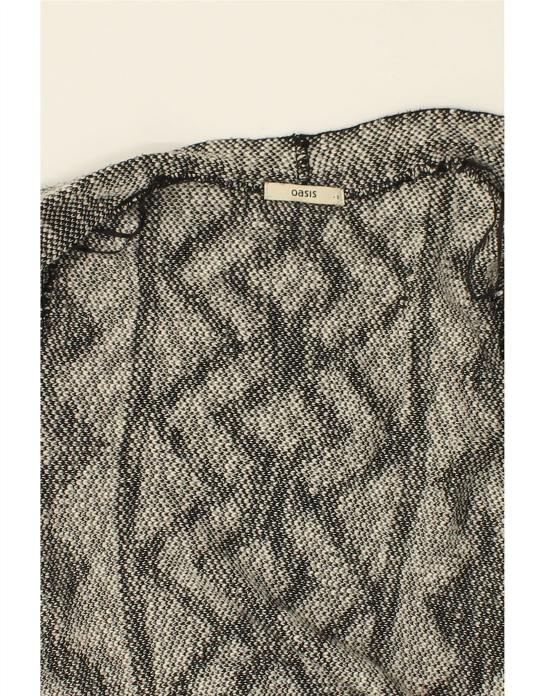 OASIS Womens Oversized Cardigan Sweater UK 10 Small Grey Geometric Acrylic Vintage Oasis and Second-Hand Oasis from Messina Hembry 