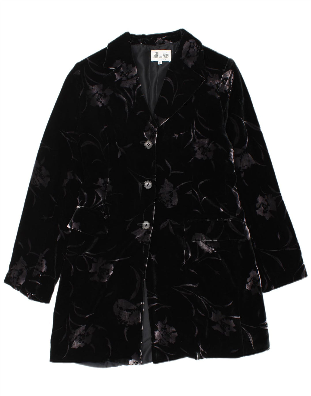 SILK AND SOIE Conjunto de 2 piezas de terciopelo con 3 botones para mujer IT 44 Medium Black Floral