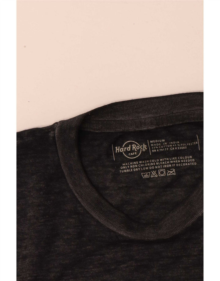 Hard Rock Cafe Hombres Malta Graphic Camiseta Top Algodón Gris Medio