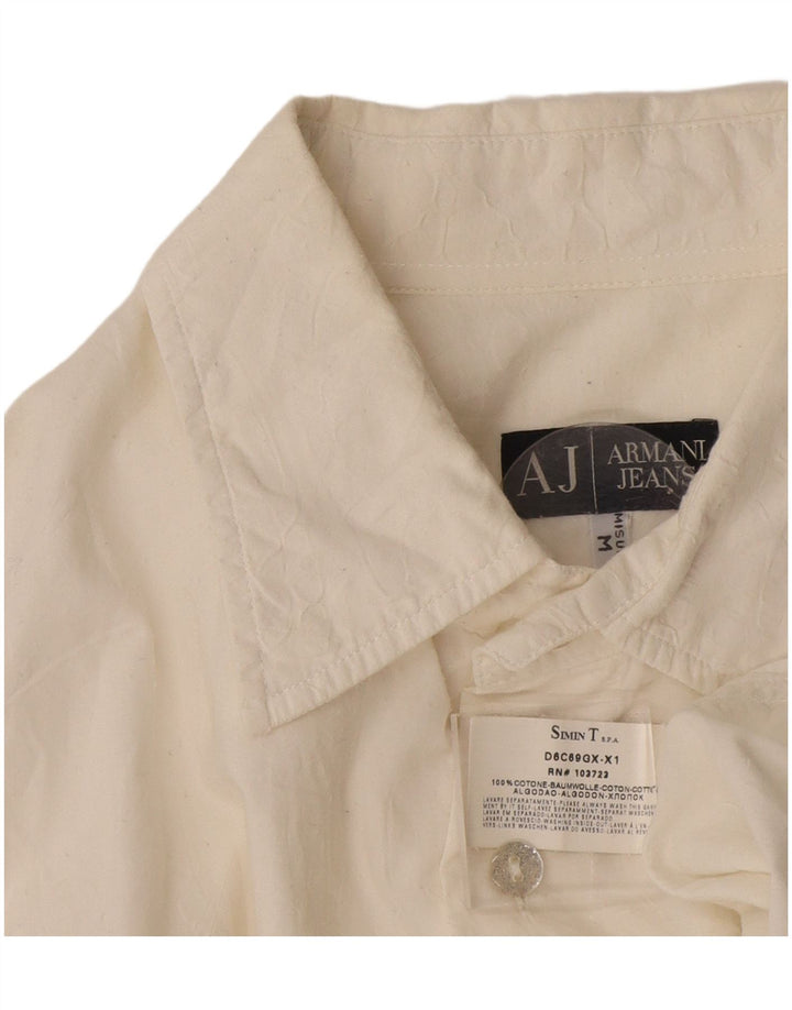 Camisa Armani Jeans Hombre Mediana Off White Algodón