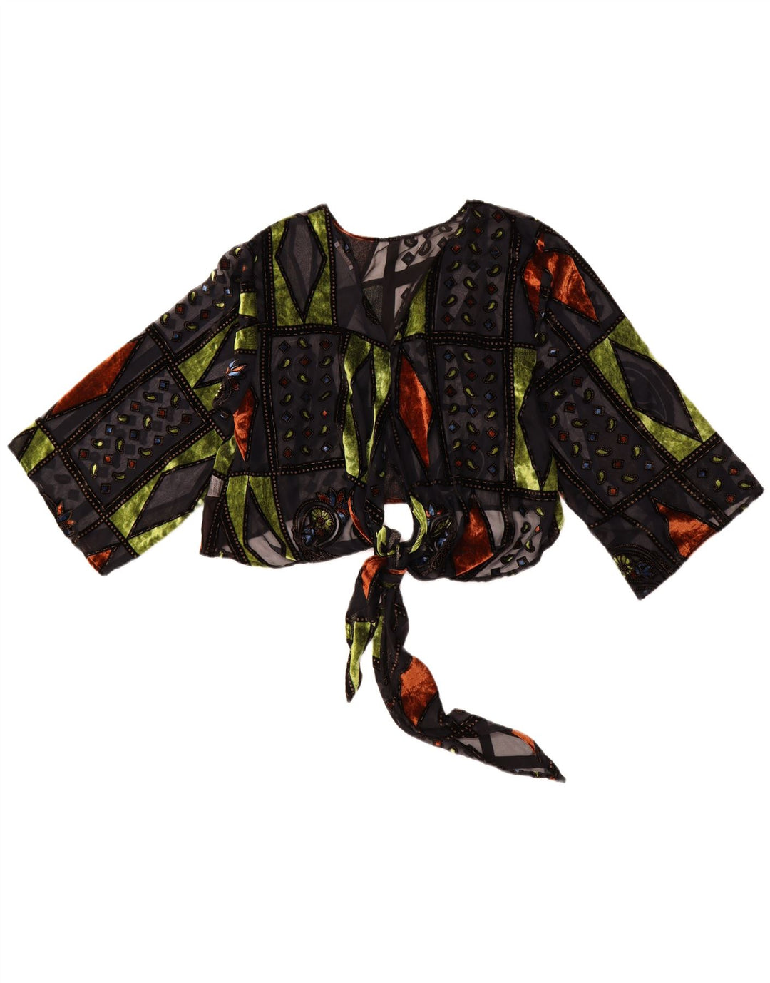 MOTEL Top Bolero transparente de gran tamaño para mujer UK 10 Small Black Patchwork