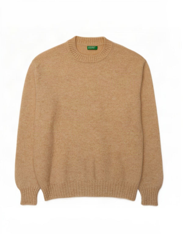 Benetton Jersey Extragrande con Cuello Redondo para Mujer UK 40 Small Beige
