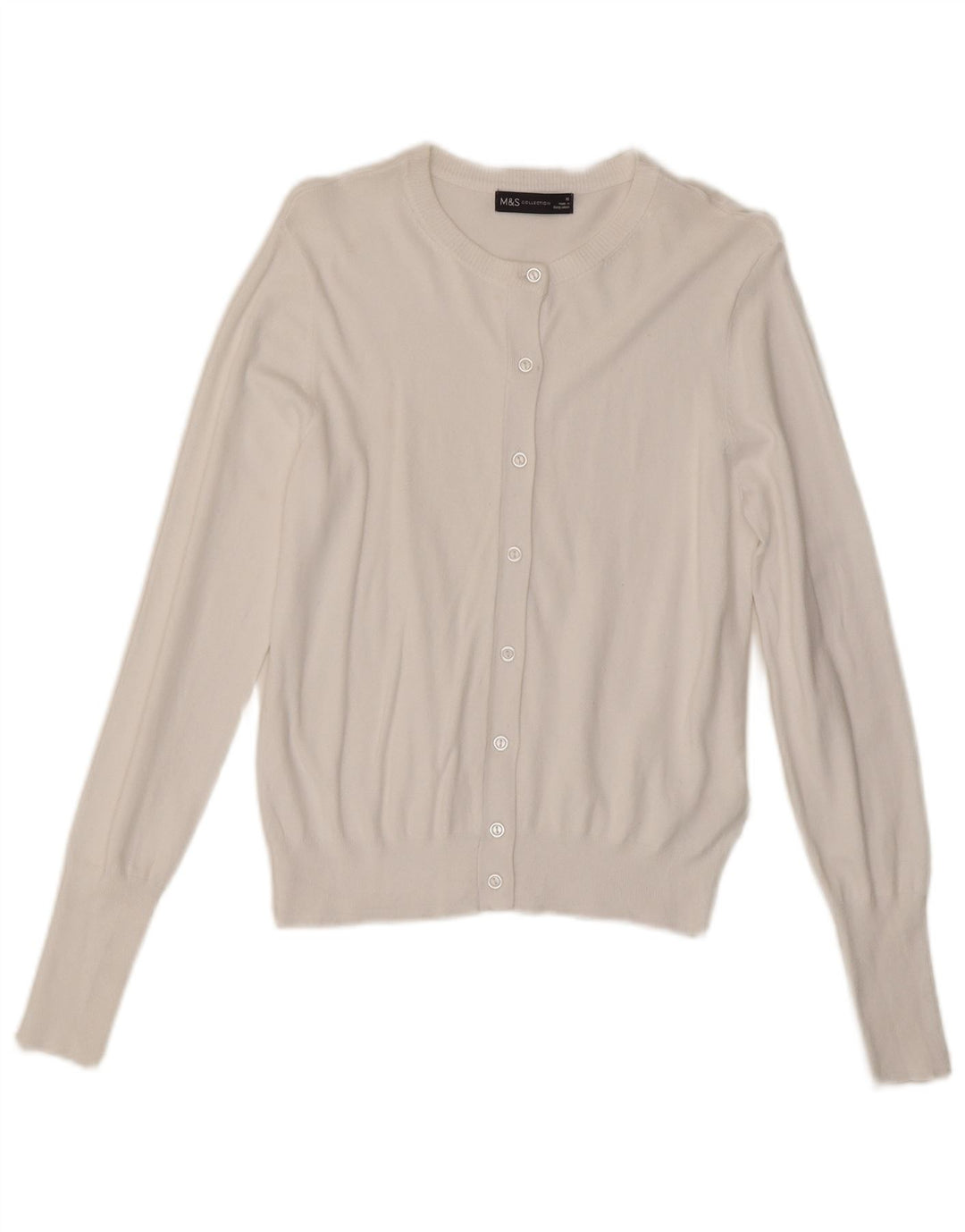 Marks & Spencer Suéter tipo cárdigan para mujer UK 10 Small Viscosa blanca
