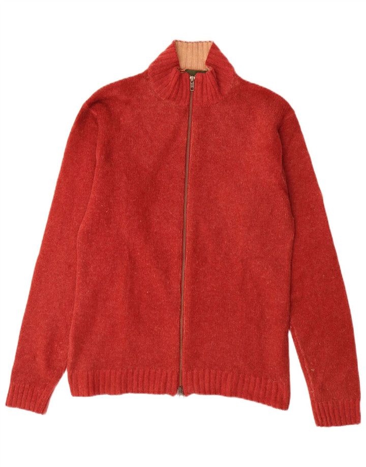 Timberland Cárdigan para hombre suéter pequeño de lana de cordero rojo