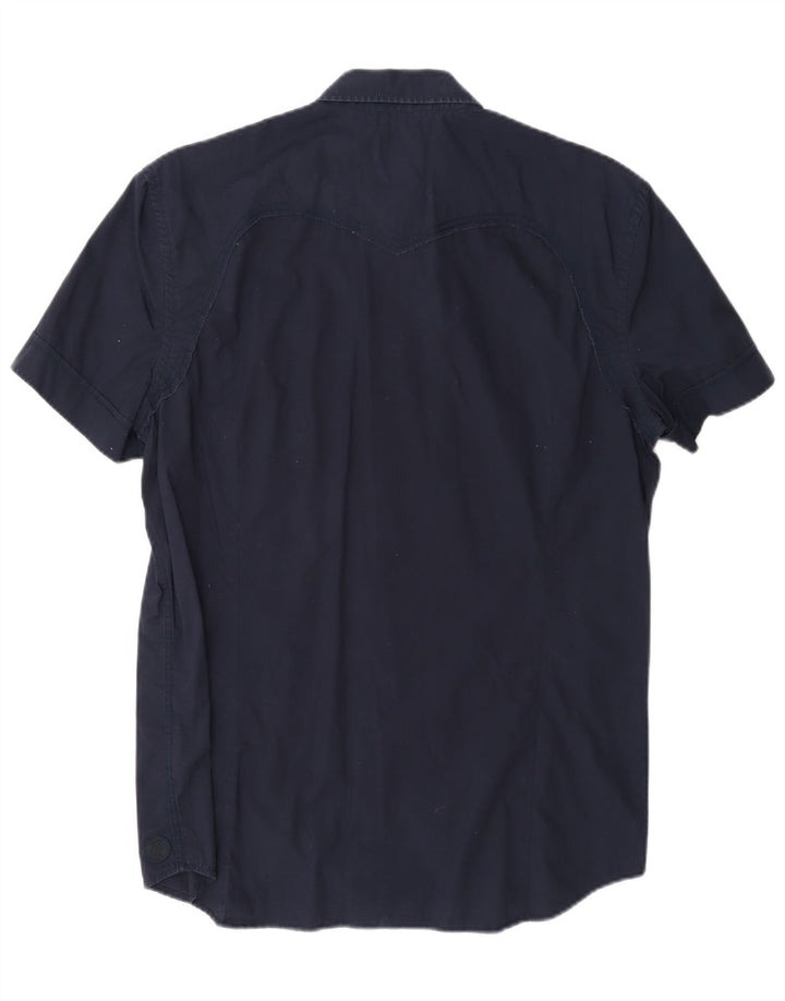 Diesel Hombre Camisa De Manga Corta Grande Azul Marino Algodón