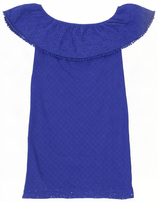 Oasis Vestido con hombros descubiertos para mujer UK 6 XS Poliéster azul