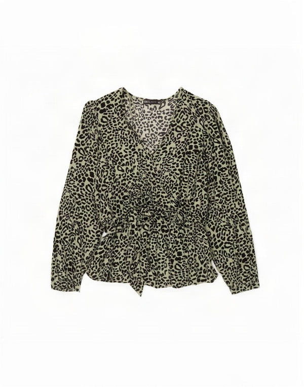 Marks & Spencer Blusa para Mujer Top UK 42 Estampado Animal Verde Medio