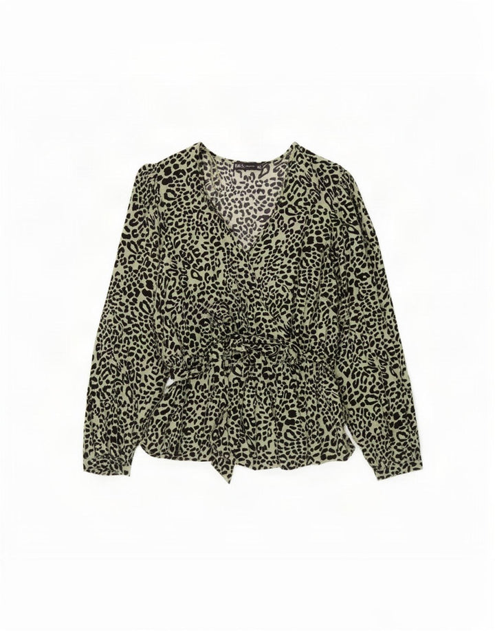Marks & Spencer Blusa para Mujer Top UK 42 Estampado Animal Verde Medio