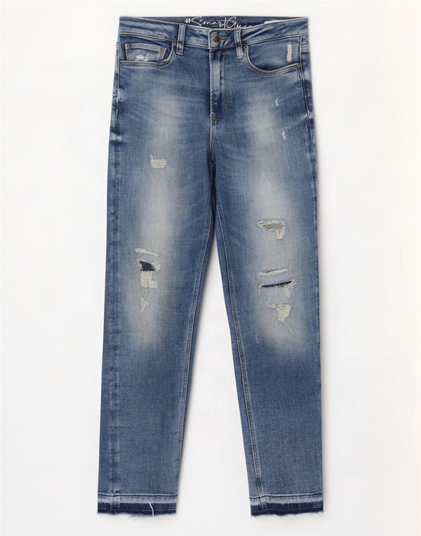 Guess Womens Distressed Slim Jeans W27 L28 Blue