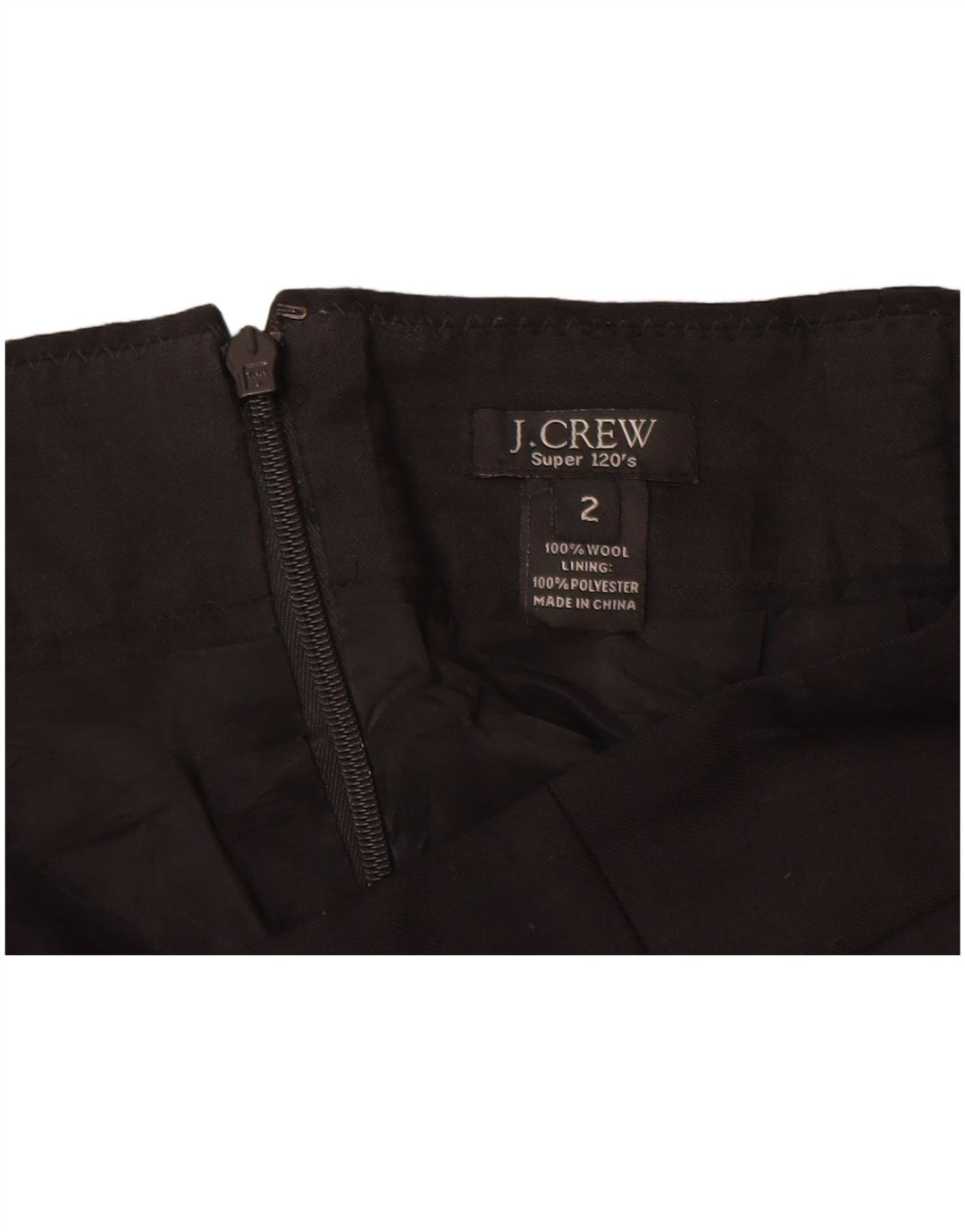 J. Crew Falda recta Super 120 para mujer US 2 XS W26 Lana negra