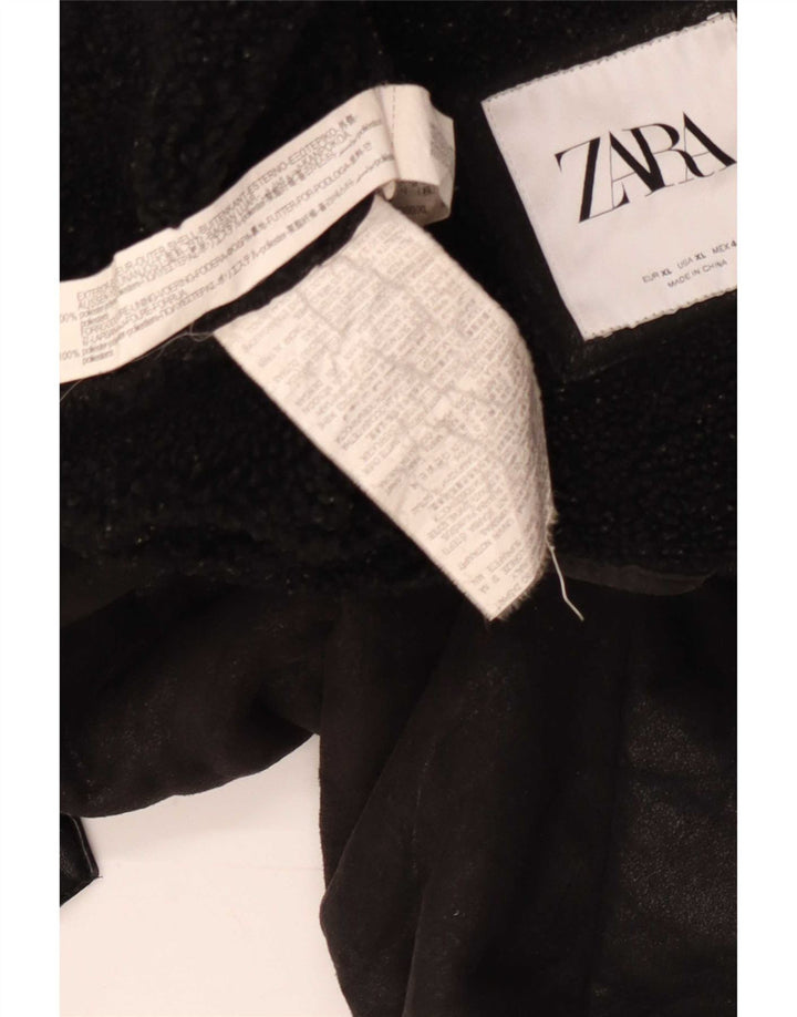 Zara Mens Sherpa Jacket UK 42 XL Poliéster Negro