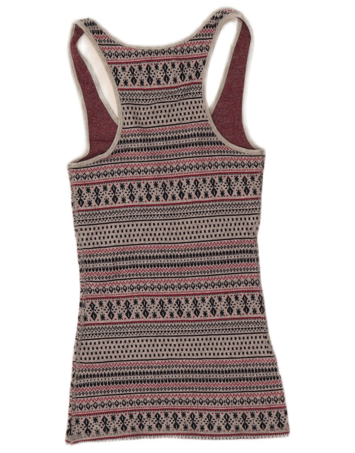 JACK WILLS Camiseta sin mangas para mujer Reino Unido 8 Pequeño Gris Fair Isle Algodón