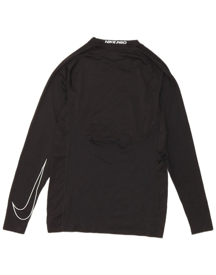 Nike Mens Dri Fit Slim Top manga larga poliéster negro pequeño