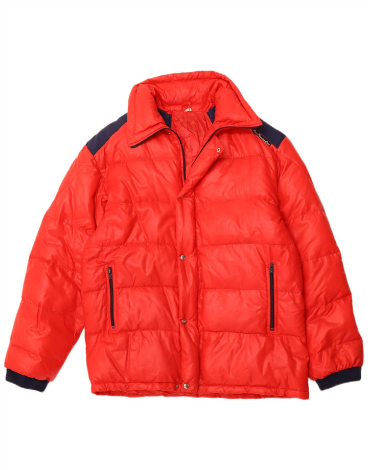 VINTAGE Chaqueta acolchada para hombre Reino Unido 40 Grande Rojo Colorblock Poliamida