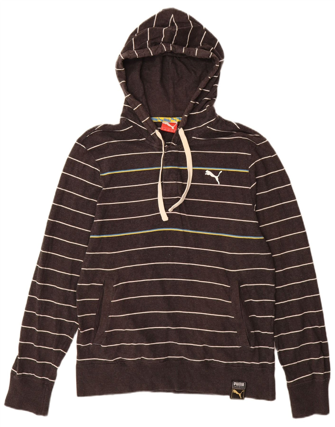 PUMA Jersey con capucha para hombre pequeño gris a rayas