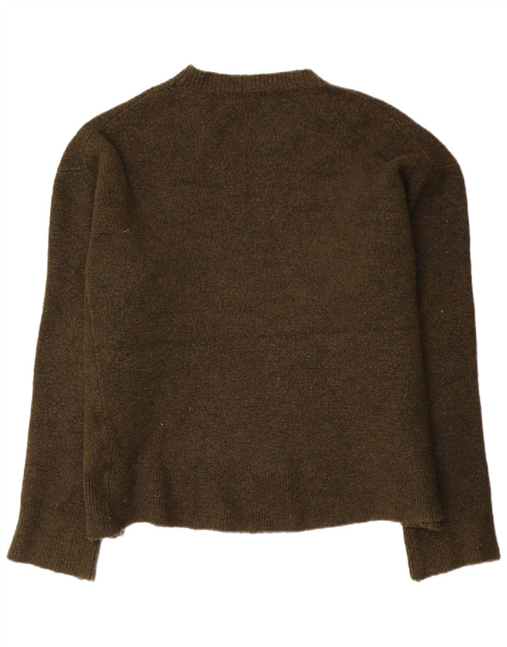 Zara Mujer Jersey De Cuello Redondo De Gran Tamaño UK 44 Viscosa Caqui Mediana