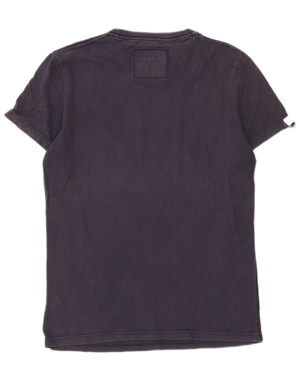 Superdry Mujer Camiseta Gráfica Top UK 44 Medio Azul Marino Algodón