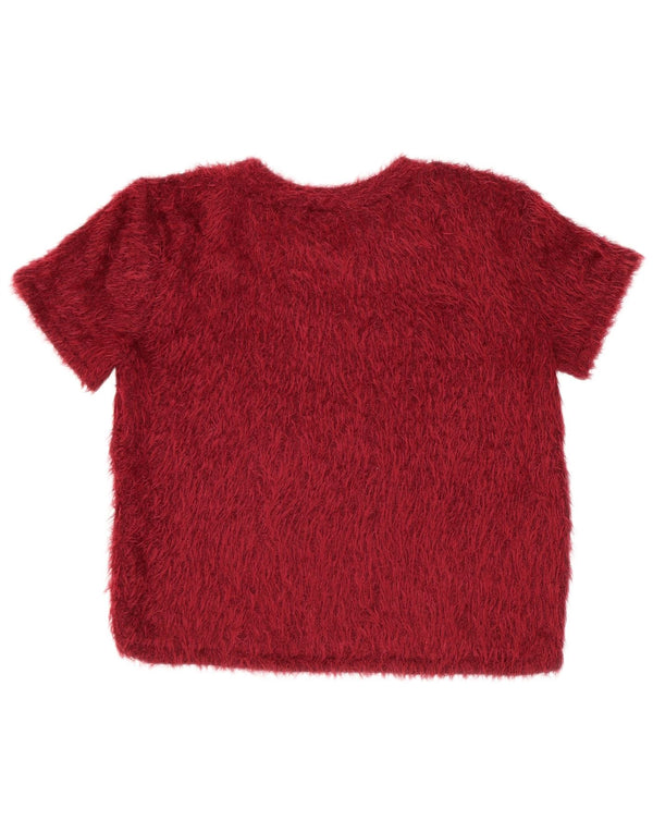 Zara Mujer Trafaluc Crop Camiseta Top UK 12 Medio Rojo Poliéster