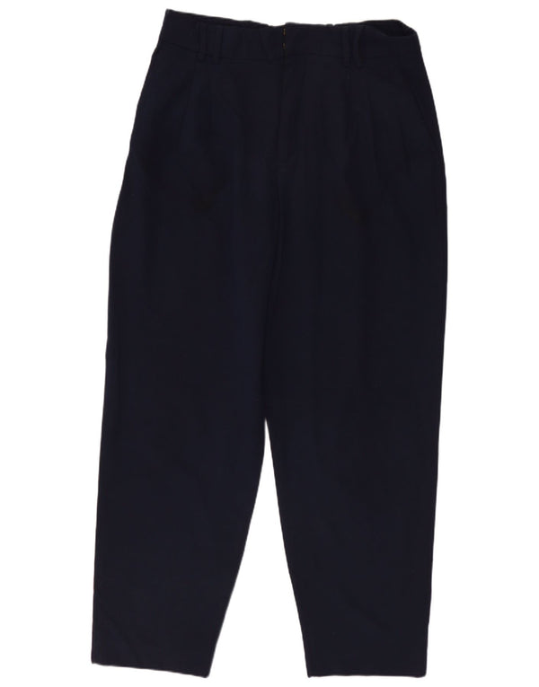 Zara Pantalón chino con cintura alta y pinzas para mujer EU 40 Medium W30 L26 Azul marino