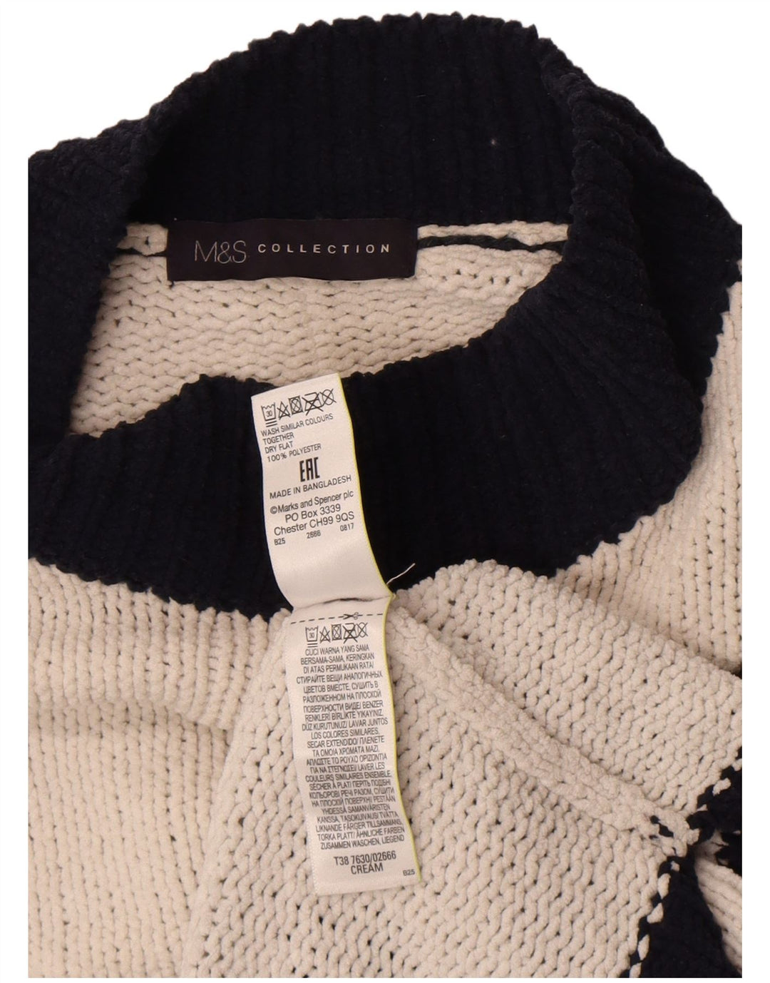 Marks & Spencer Jersey con cuello alto para mujer, talla 40, talla mediana, color blanco