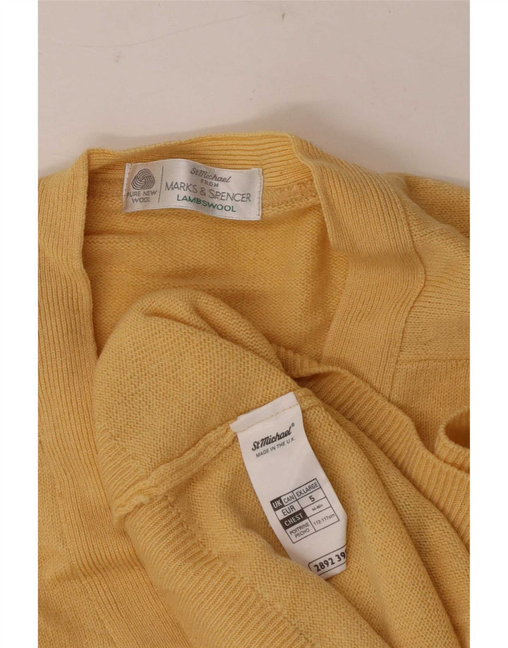 Marks & Spencer Suéter tipo cárdigan para hombre XL Lana virgen amarilla
