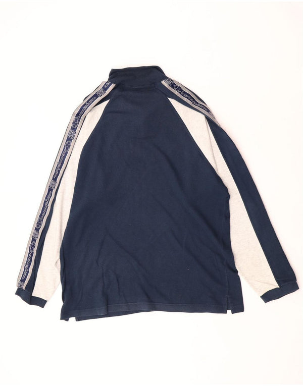 Champion Top gráfico con cuello con cremallera y manga larga en bloques de color azul marino grande para hombre