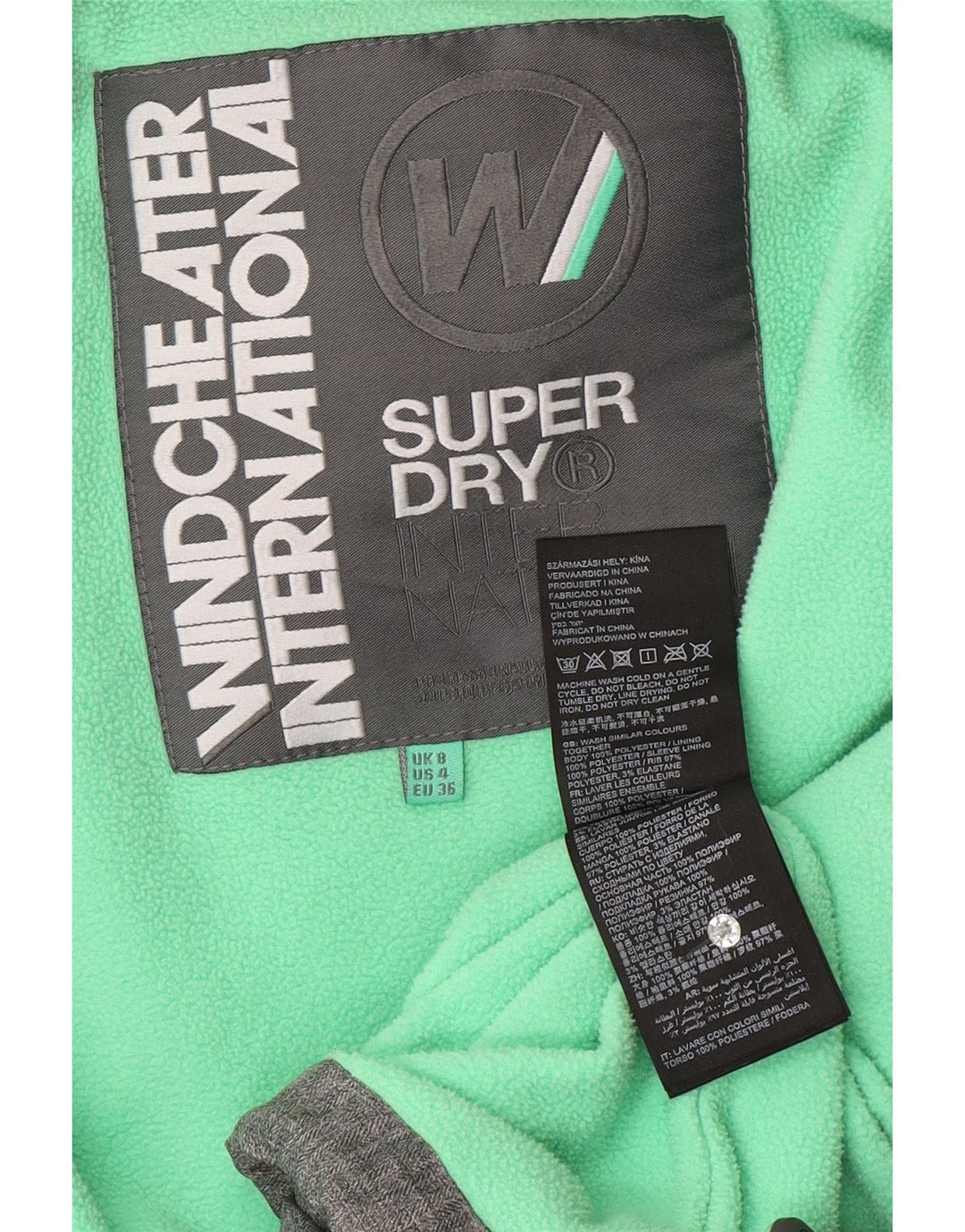SUPERDRY Chaqueta cortavientos The Windcheater Graphic para mujer UK 8 Small Grey