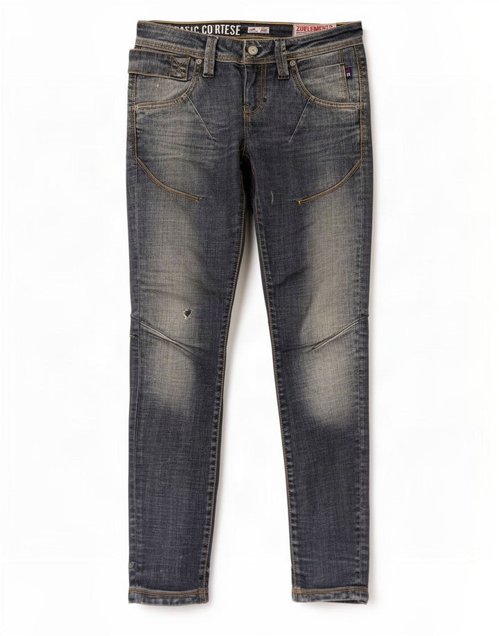 Zu Elements Vaqueros pitillo desgastados para mujer W26 L31 Algodón azul