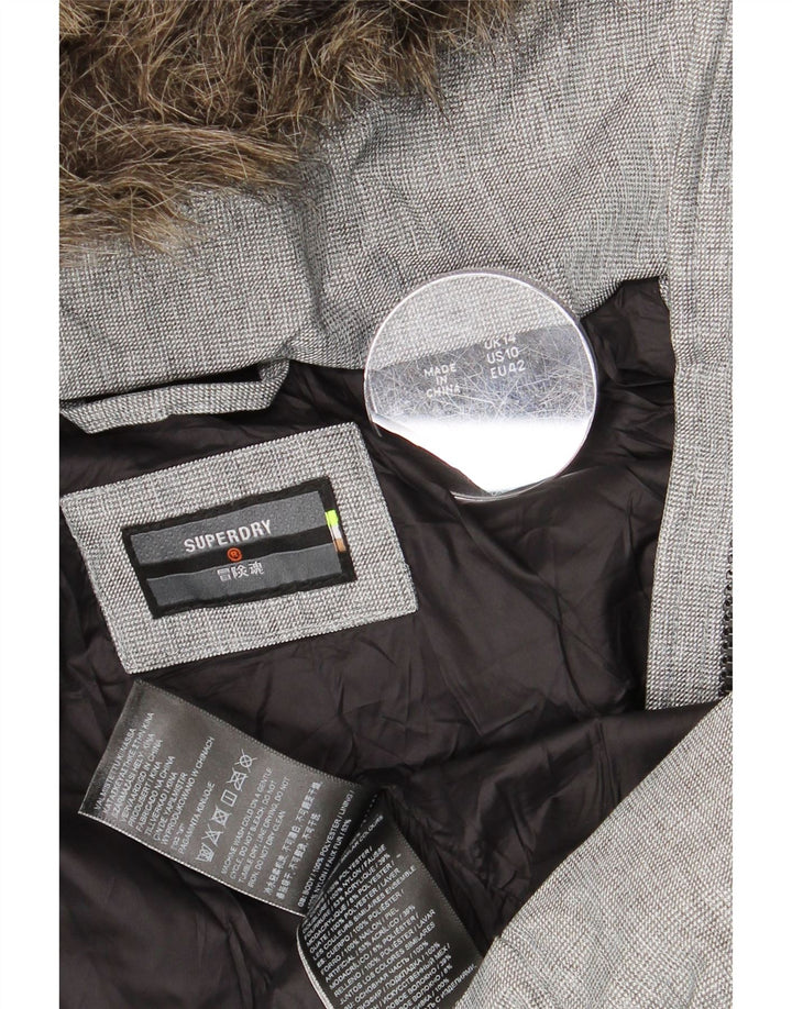 SUPERDRY Chaqueta acolchada con capucha para mujer UK 44 Poliéster gris grande