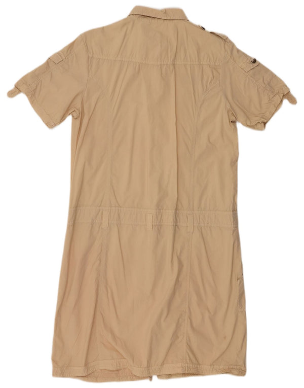 Napapijri Vestido camisero de manga corta para mujer UK 44 Grande Algodón marrón