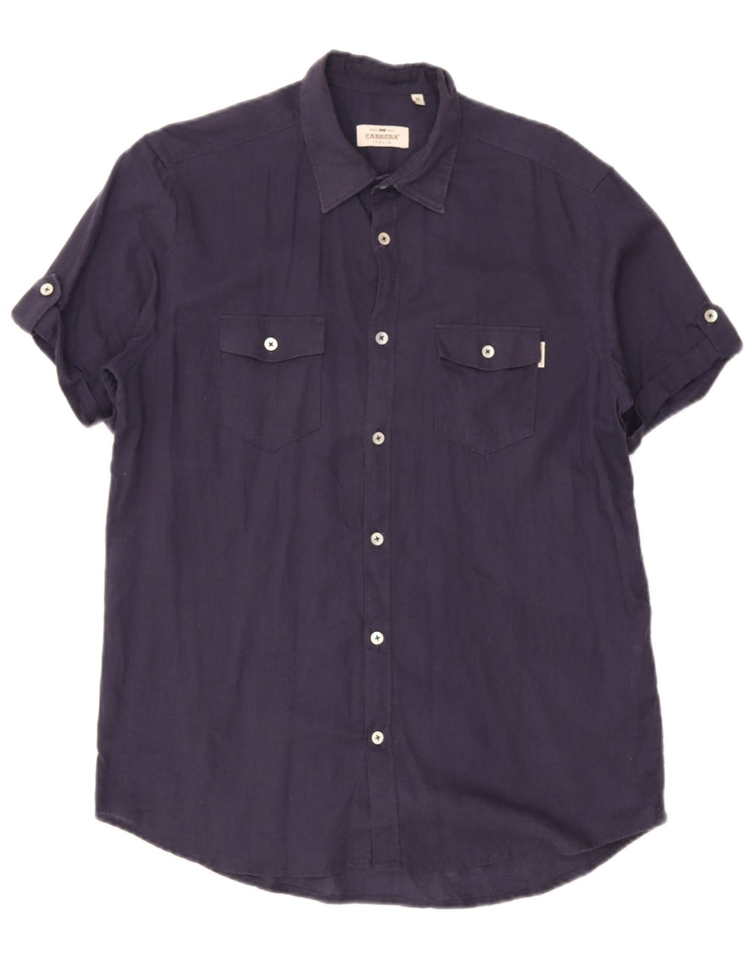Camisa Carrera Hombre Mediana Lino Azul Marino