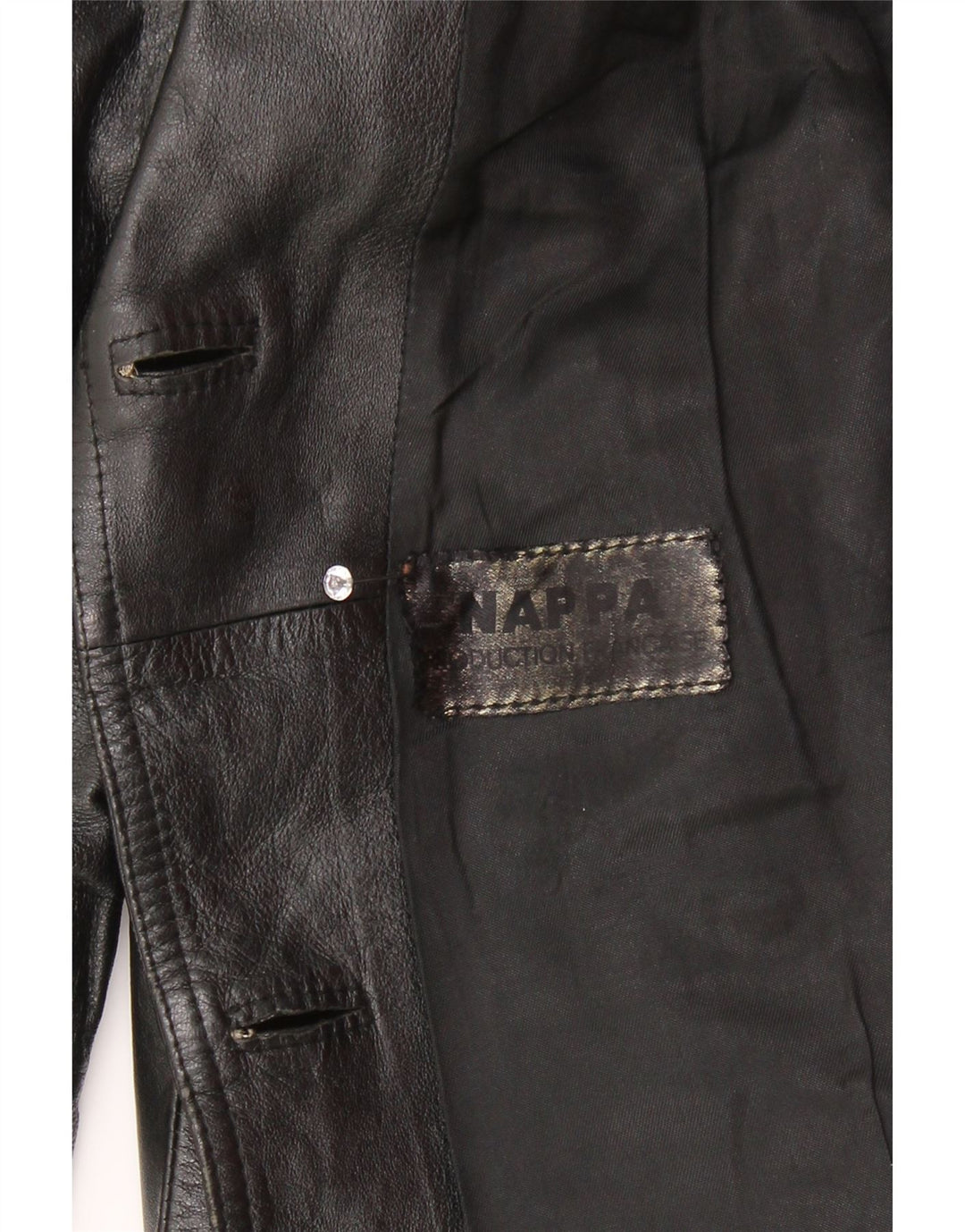 Chaqueta de cuero napa para mujer UK 44 Mediano Negro