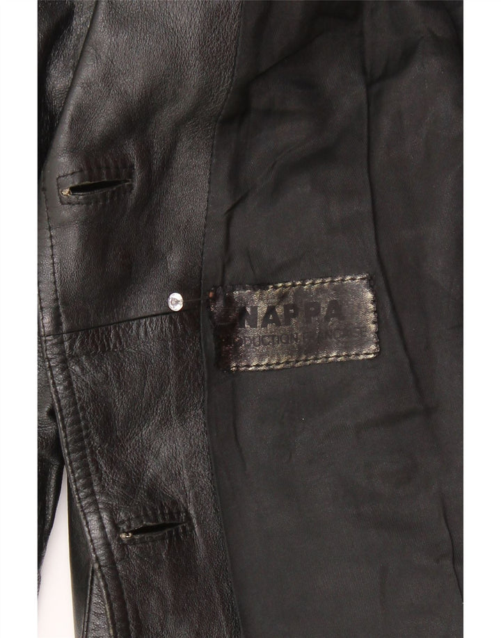 Chaqueta de cuero napa para mujer UK 44 Mediano Negro