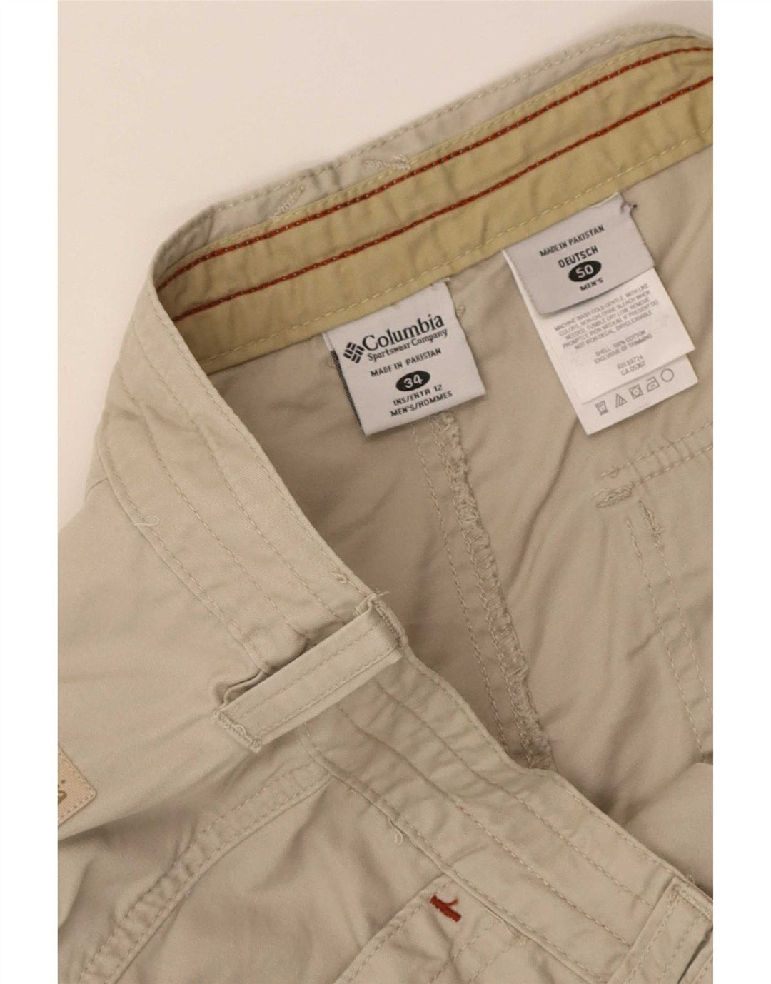 Columbia Pantalones cortos cargo para hombre W34 Algodón beige grande