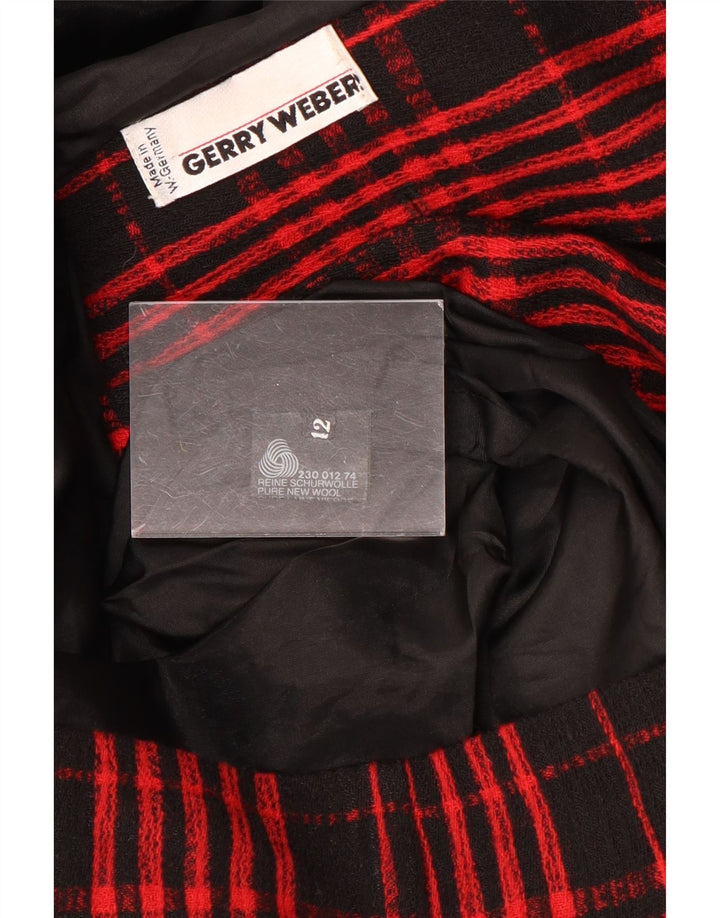 Gerry Weber Chaqueta tipo blazer de 7 botones para mujer Reino Unido 12 Lana a cuadros roja mediana
