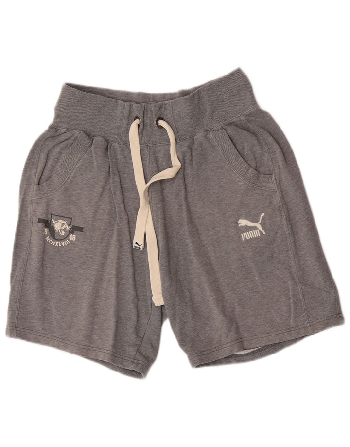 Puma Pantalones cortos deportivos gráficos para hombre de algodón gris grande
